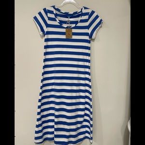 Joules Blue/White Stripe Dress Sz 4 NWT